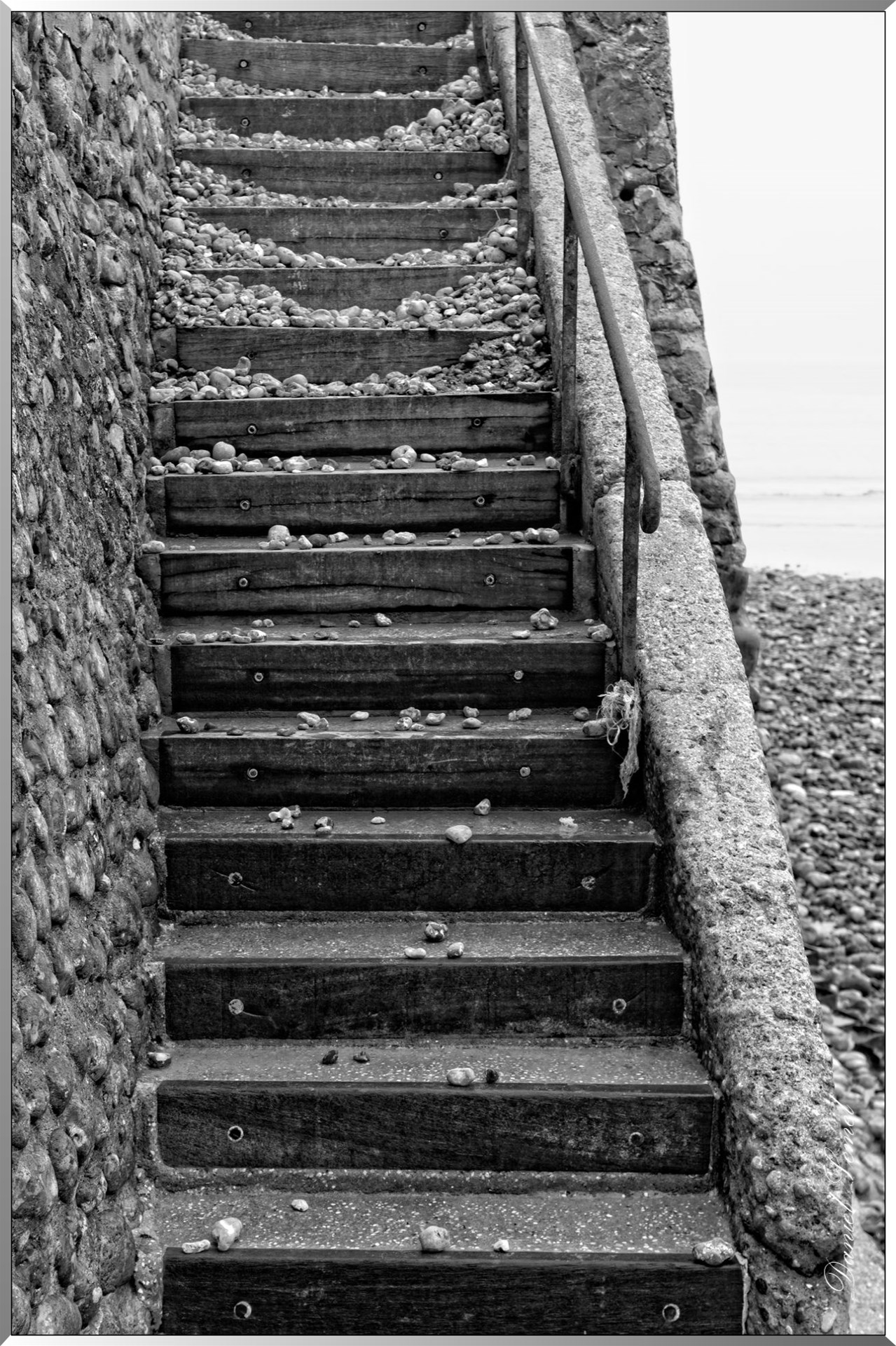 Escalier gravillonnés