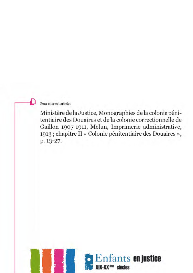 Organisation colonie 1913