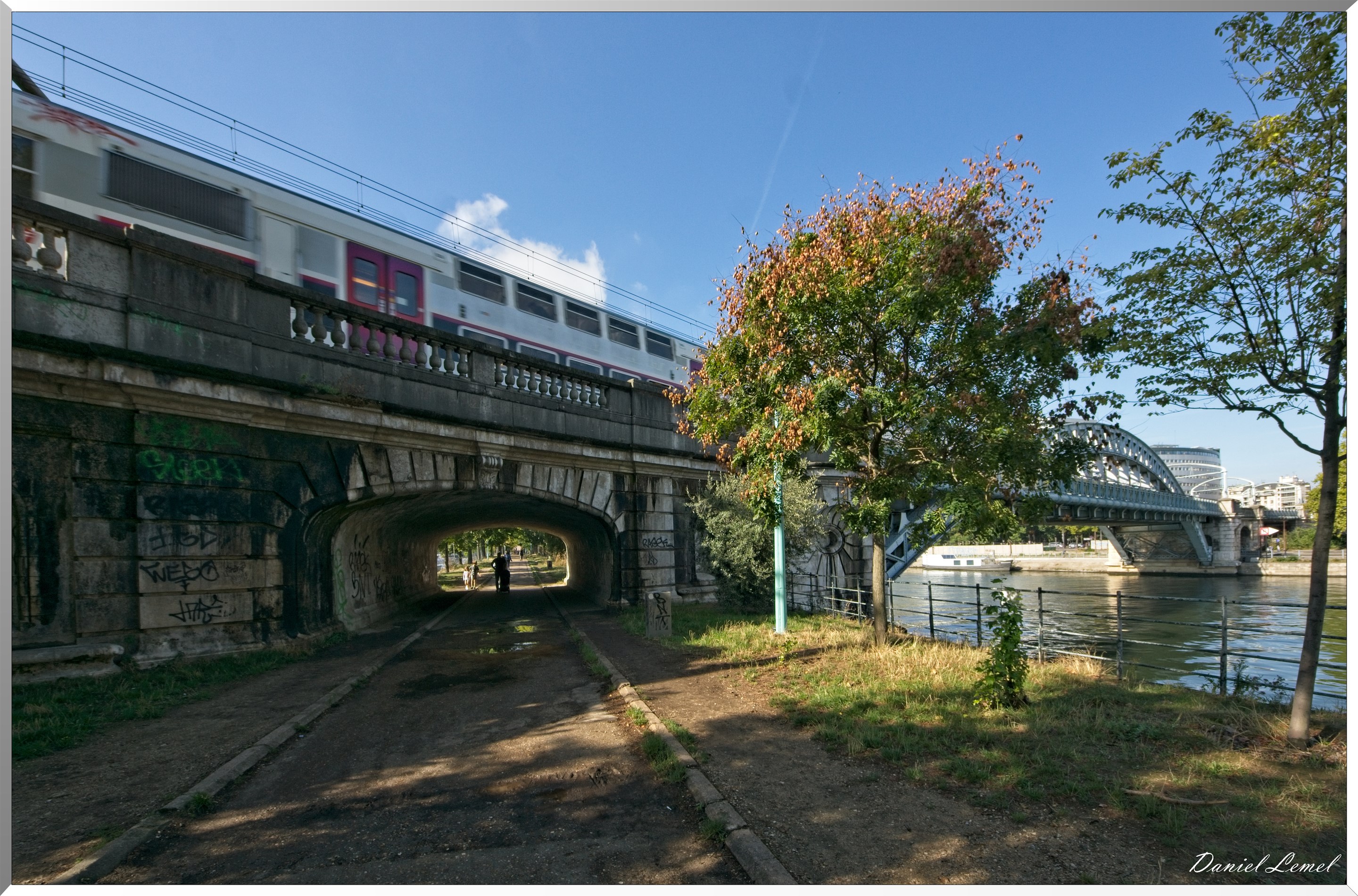 Passerelle de Passy ou Pont Rouelle - Vue de l'île des cygnes