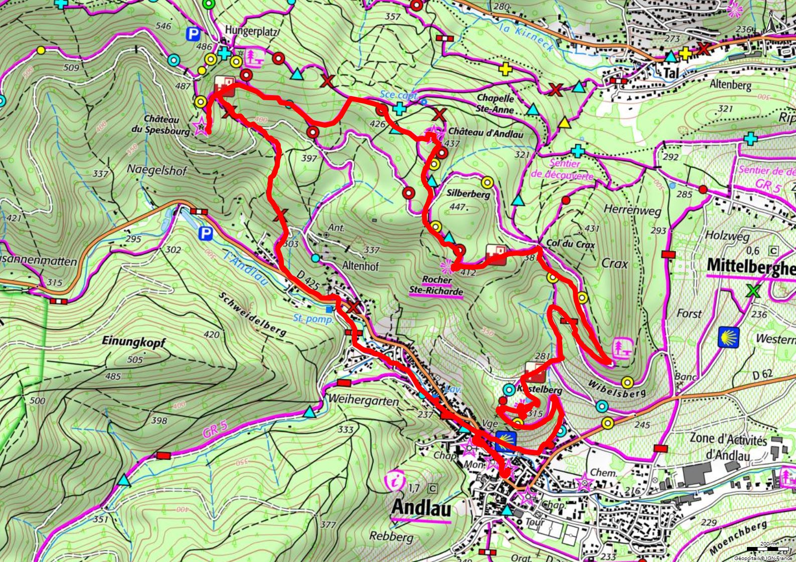 Rando - Château Andlau - Château Spesbourg